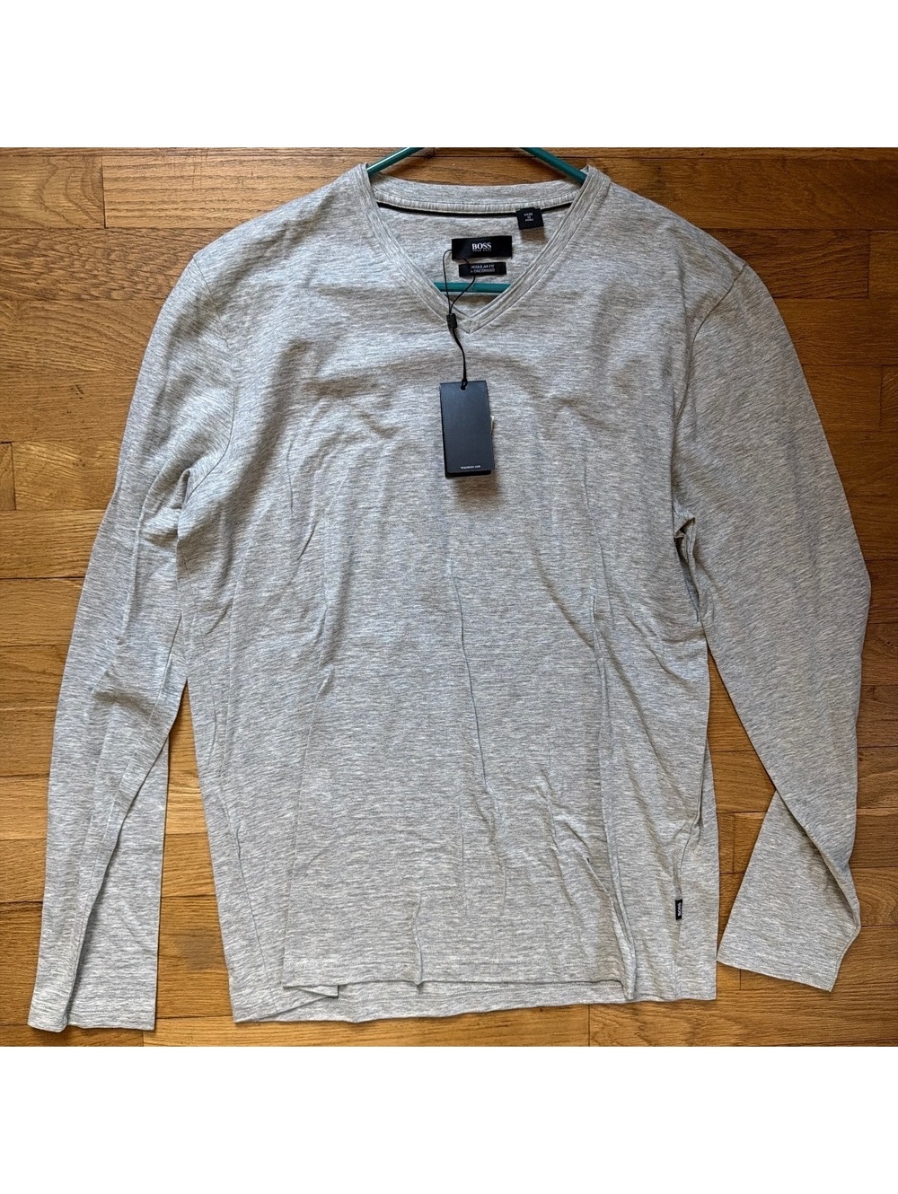 Medium - Men - BOSS Regular Fit Grey Long Sleeve V-Neck